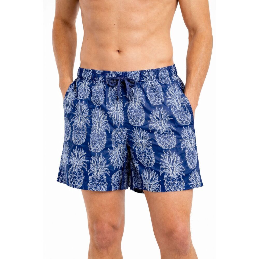 Lauren James Pineapple Swim Trunks Mens Large Blue Tropical Beach Shorts